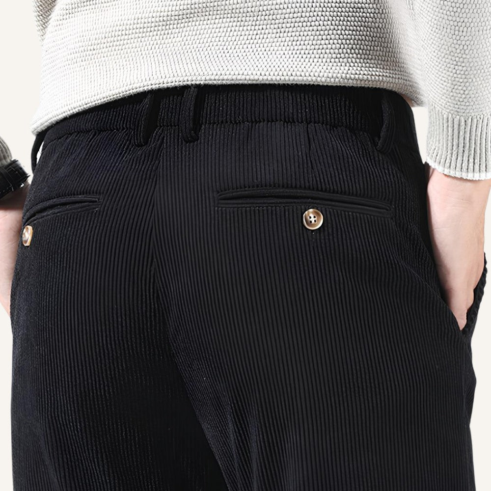 Calça de Veludo Masculina Old Money Versailles Preta