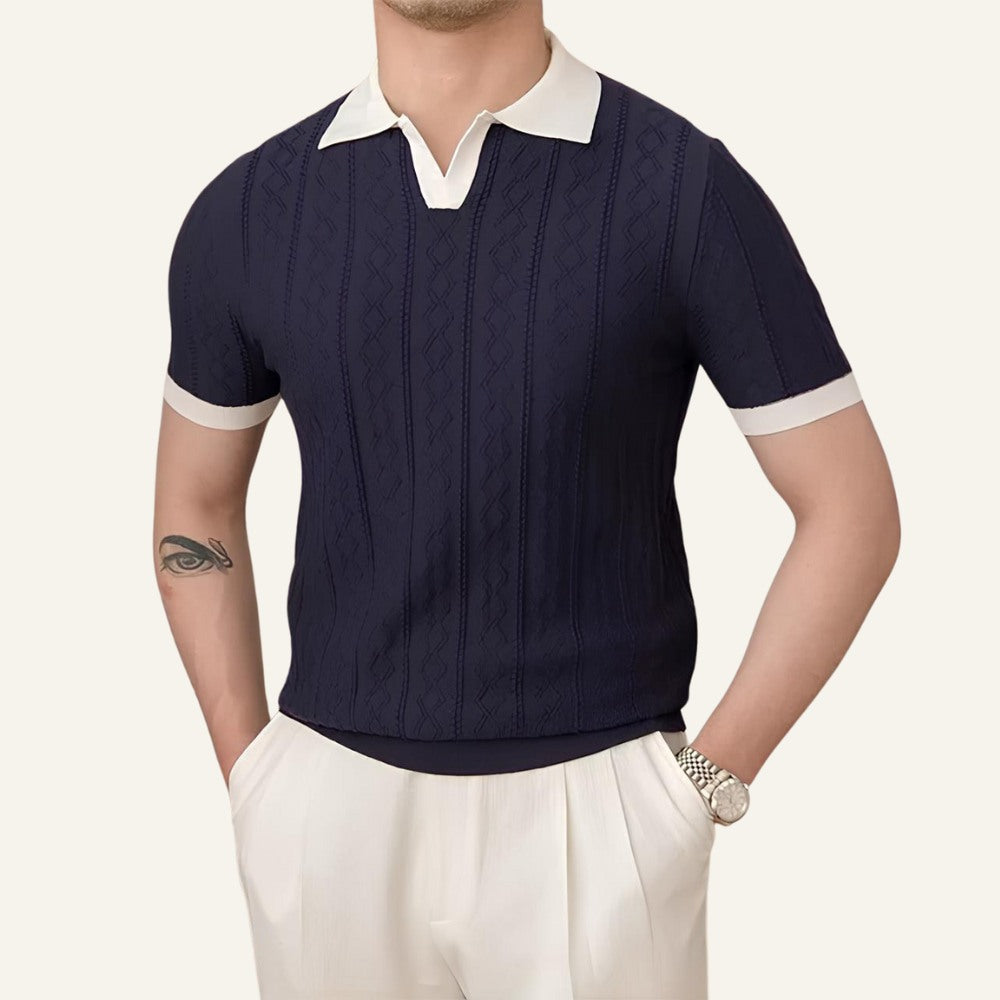 Camisa Polo Masculina Old Money La Martine Azul Marinho