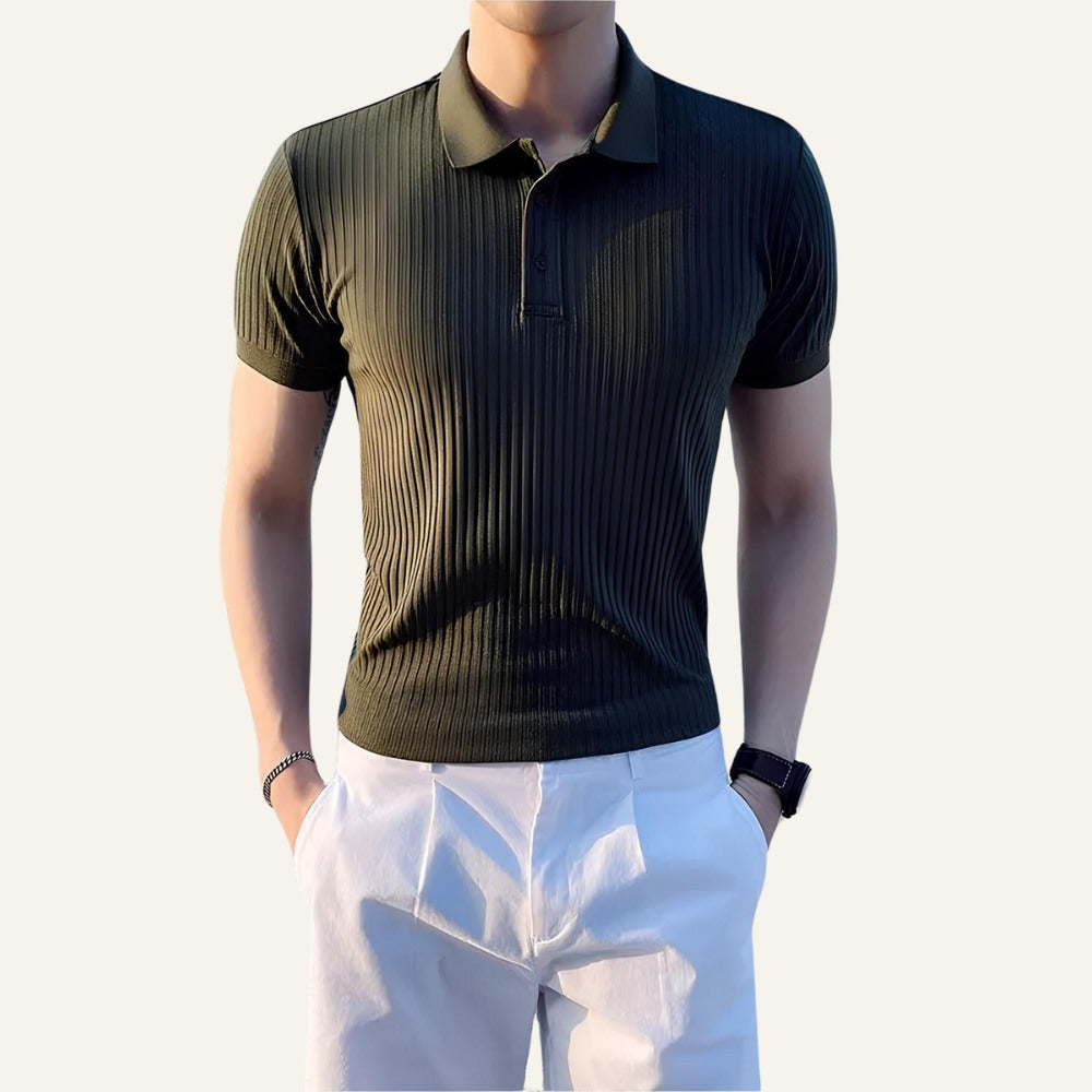 Bourton Men's Ribbed Knit Polo Shirt