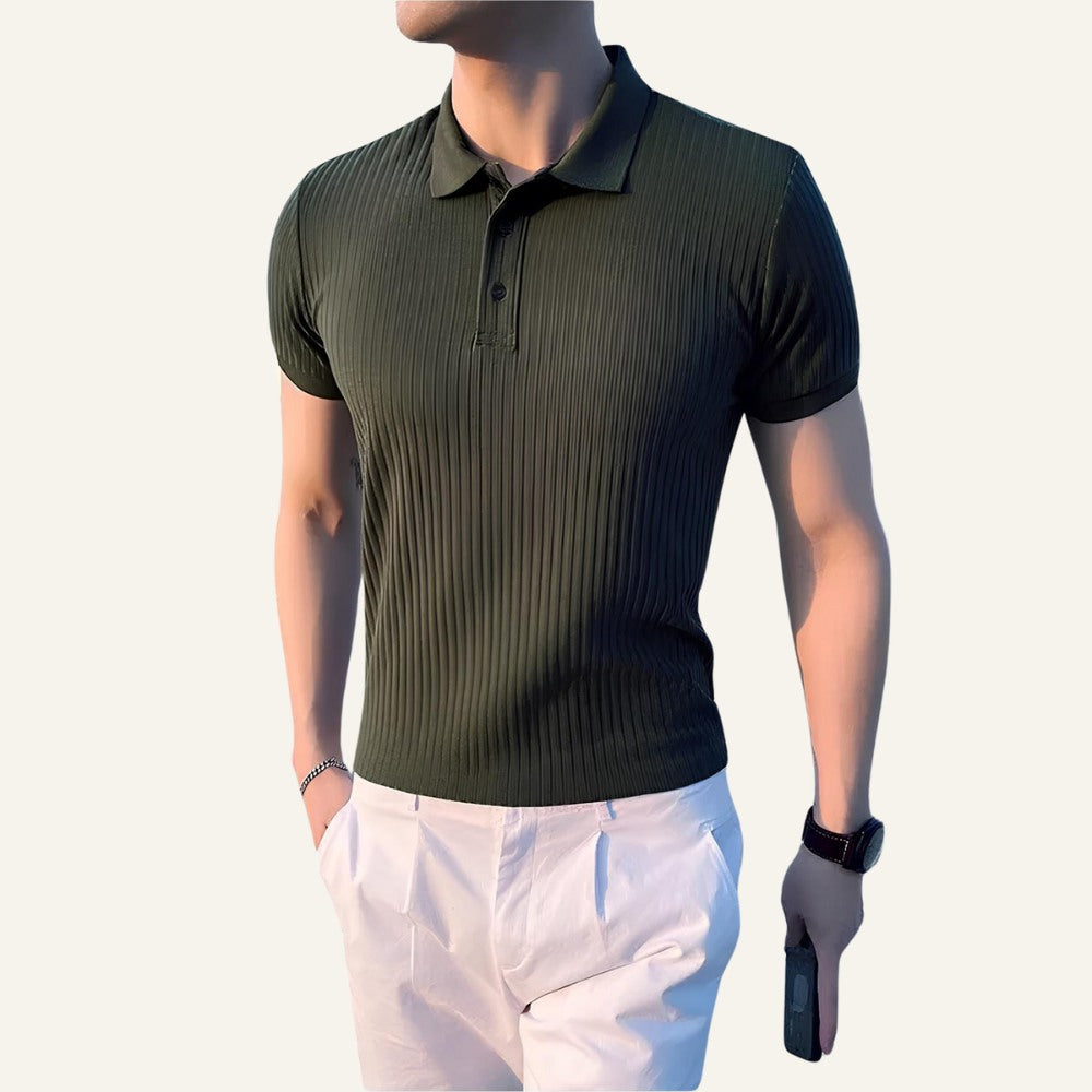 Bourton Men's Ribbed Knit Polo Shirt