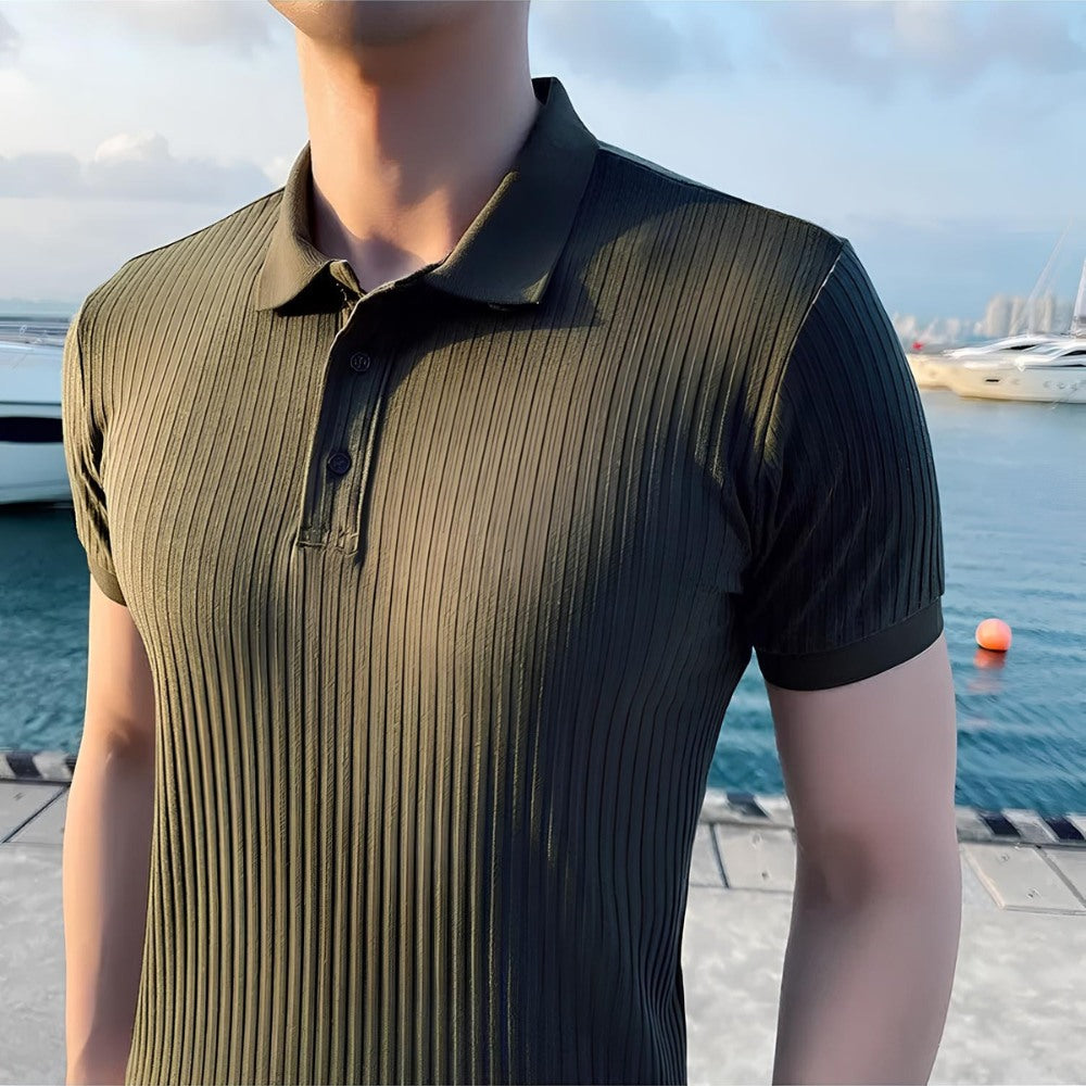Bourton Men's Ribbed Knit Polo Shirt
