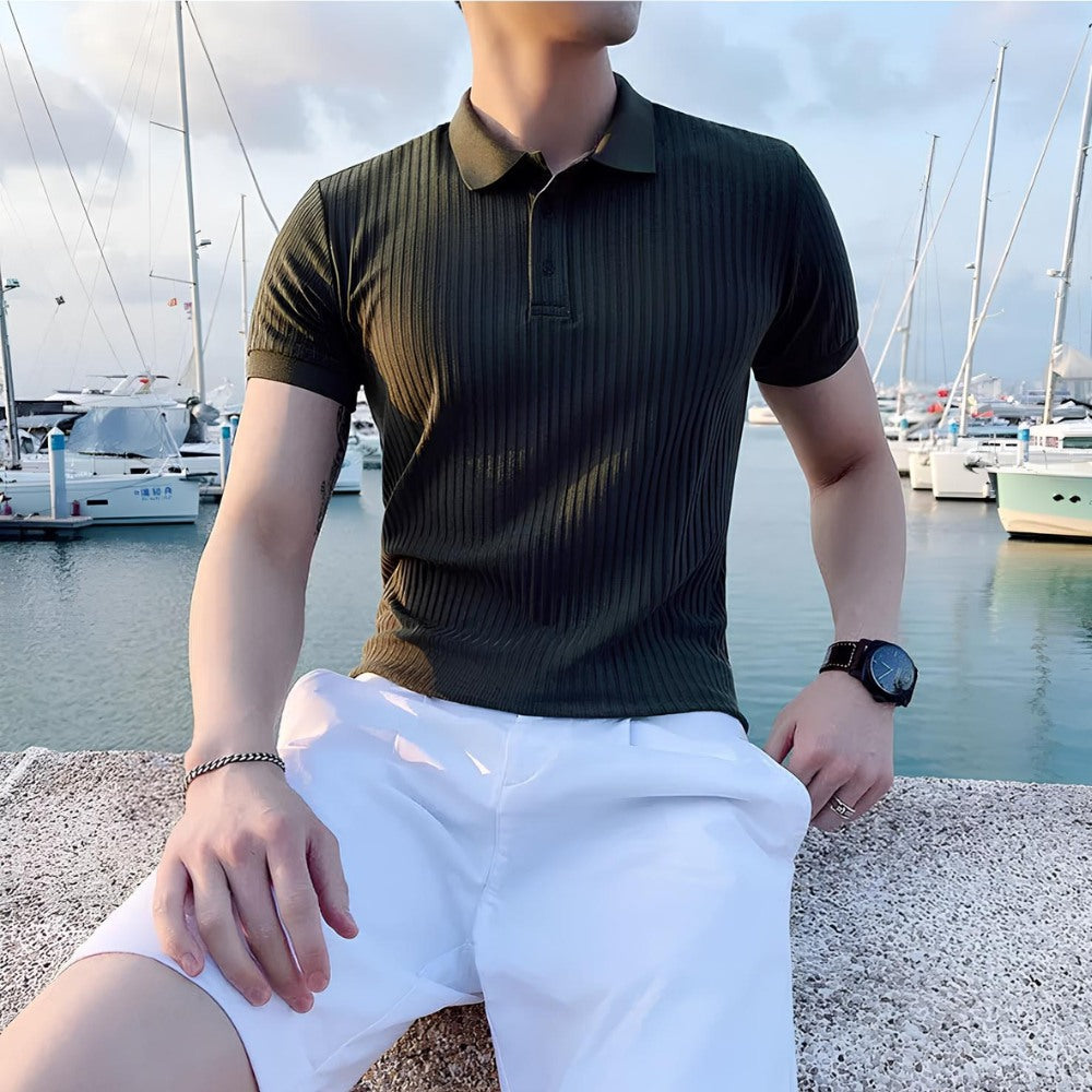Bourton Men's Ribbed Knit Polo Shirt