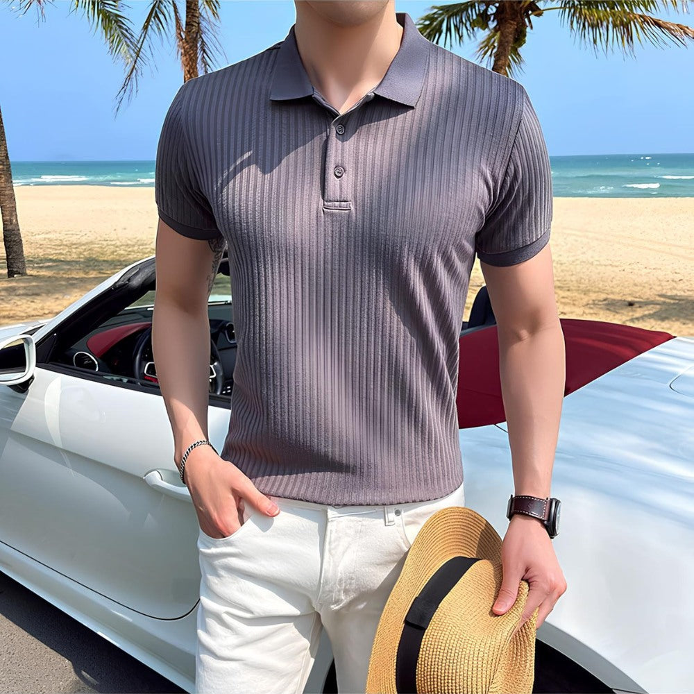 Bourton Men's Ribbed Knit Polo Shirt