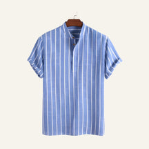 Camisa Masculina Listrada Old Money Carvell Azul