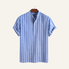 Camisa Masculina Listrada Old Money Carvell Azul