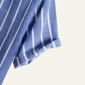 Camisa Masculina Listrada Old Money Carvell Azul 