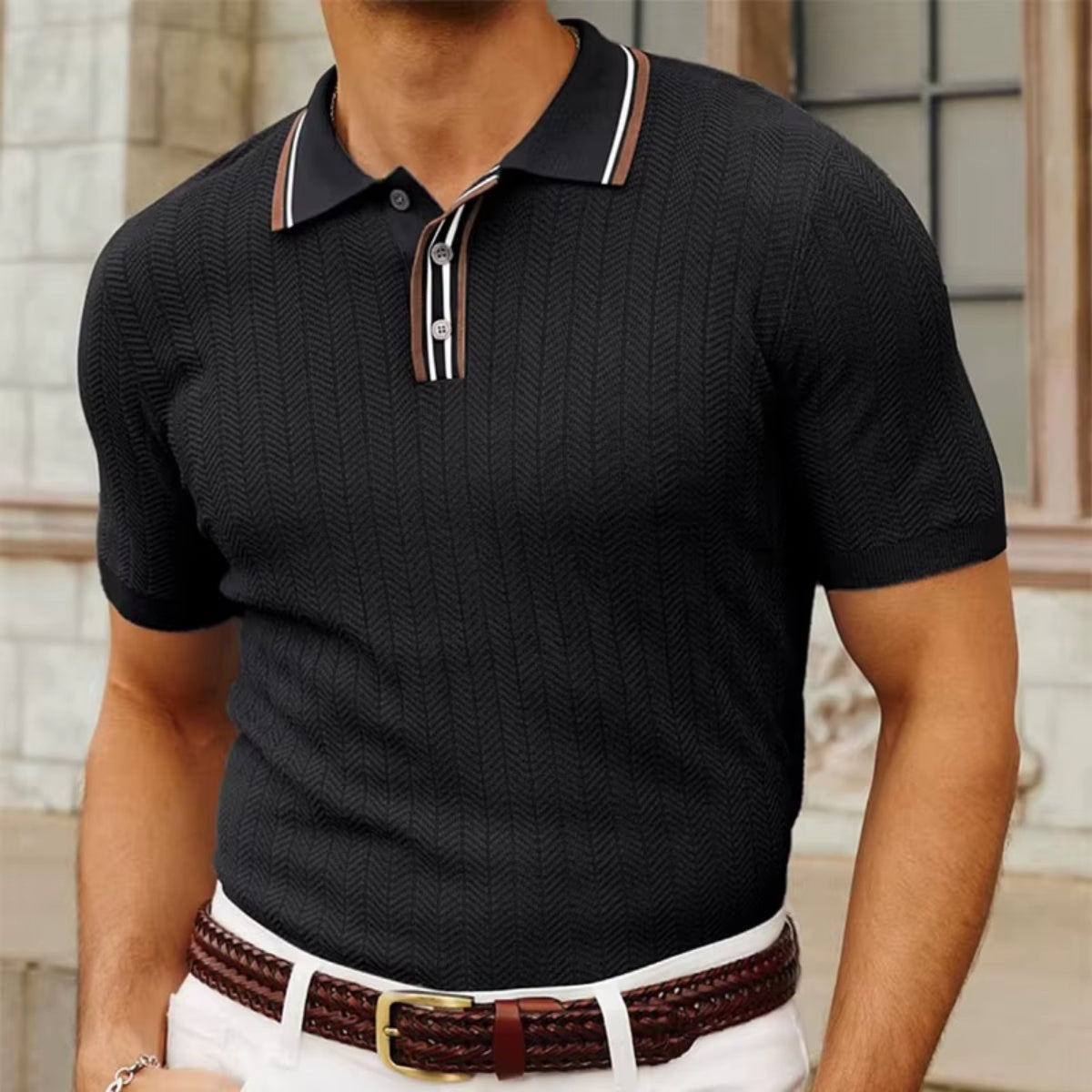 Camisa Polo Canelada Loreanni preto