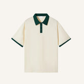 Camisa Polo Lisa de Algodão Vittore Off White e verde