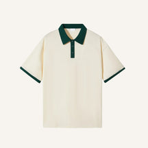 Camisa Polo Lisa de Algodão Vittore Off White e verde