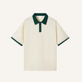 Camisa Polo Lisa de Algodão Vittore Off White e verde