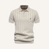 Camisa Polo Masculina Listrada Romero bege