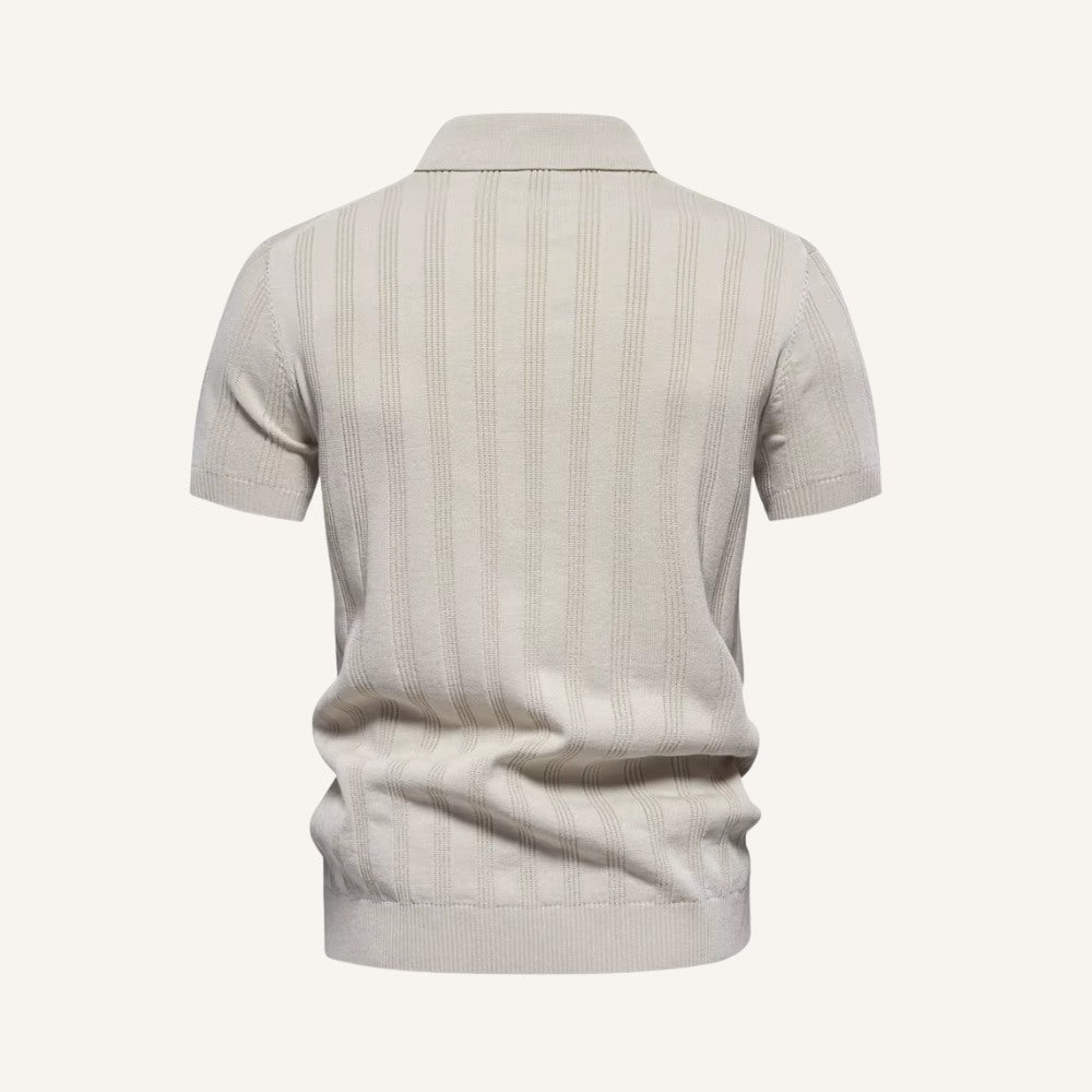 Camisa Polo Masculina Listrada Romero bege