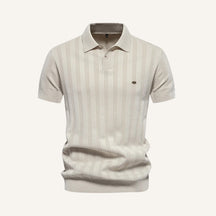Camisa Polo Masculina Listrada Romero bege