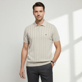 Camisa Polo Masculina Listrada Romero bege