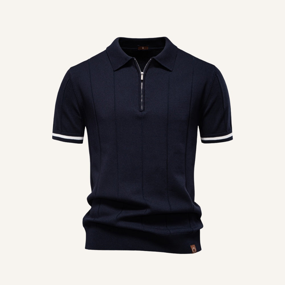 Camisa Polo Masculina Meio Ziper Vissori azul marinho