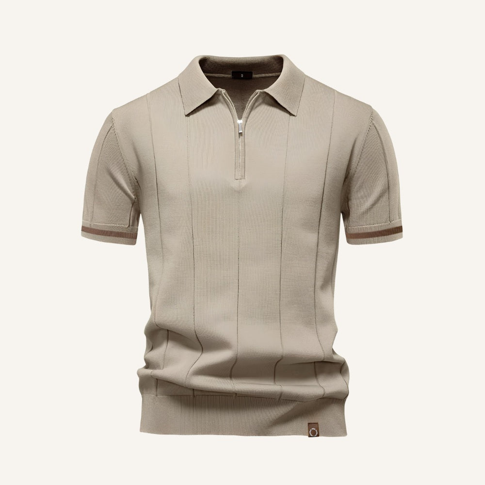 Camisa Polo Masculina Meio Ziper Vissori bege