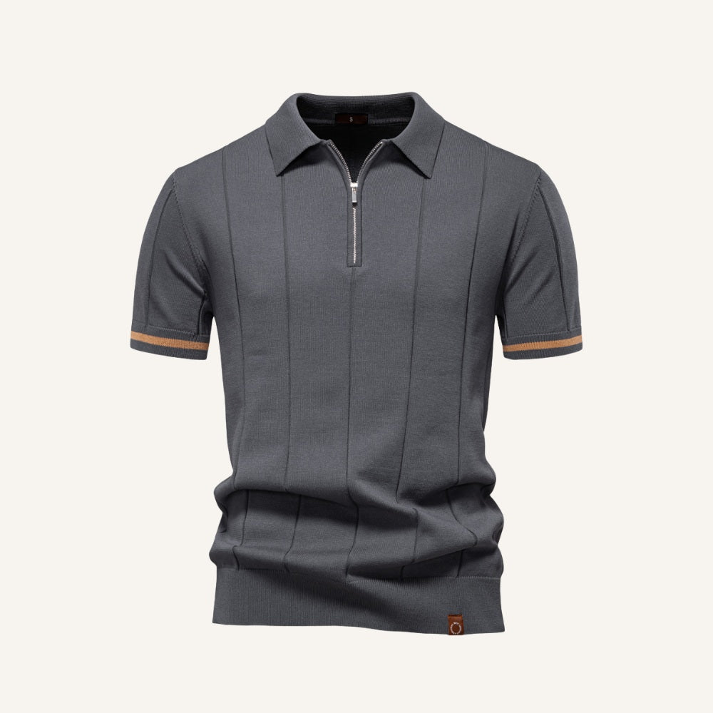 Camisa Polo Masculina Meio Ziper Vissori cinza