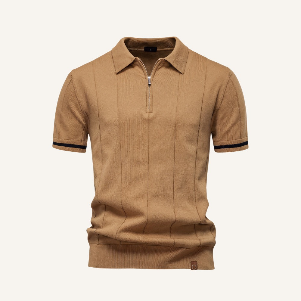 Camisa Polo Masculina Meio Ziper Vissori marrom claro