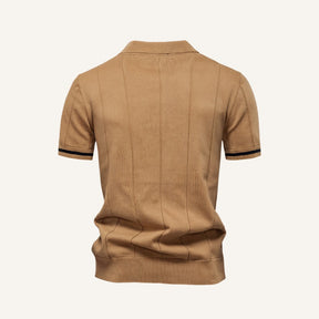 Camisa Polo Masculina Meio Ziper Vissori marrom claro