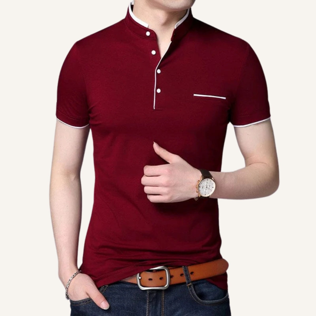 Camisa Polo Masculina Napolli vinho