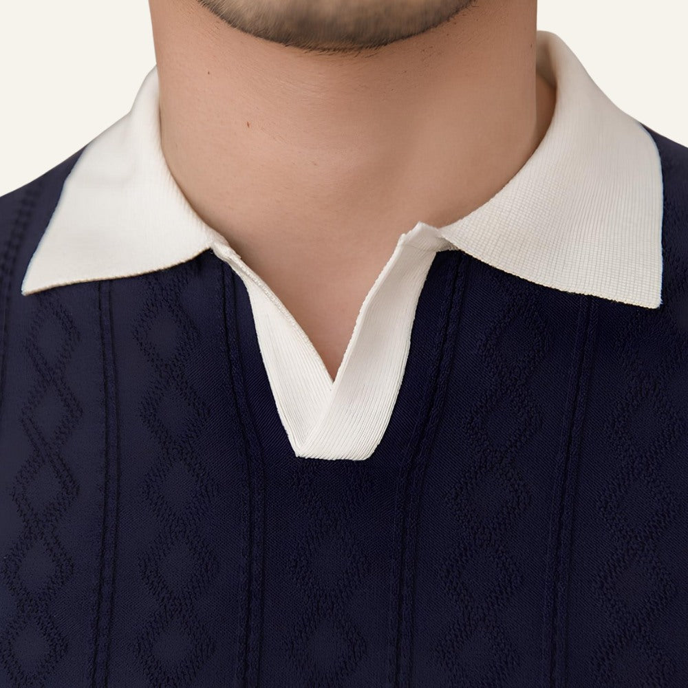 Camisa Polo Masculina Old Money La Martine Azul Marinho