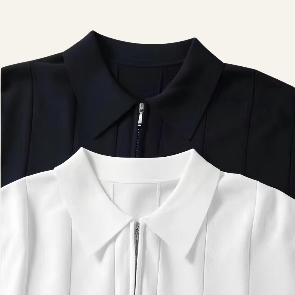 Camisa Polo Masculina com Meio Zíper Old Money Valence Azul Marinho