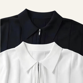 Camisa Polo Masculina com Meio Zíper Old Money Valence Azul Marinho