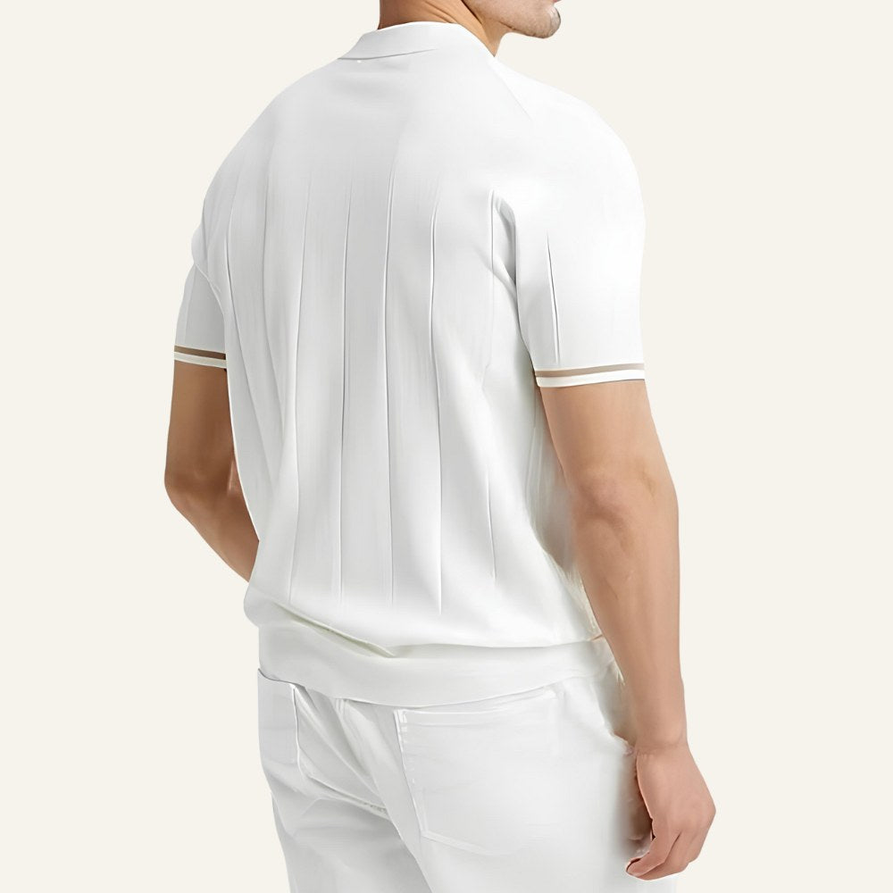 Camisa Polo Masculina com Meio Zíper Old Money Valence Branca