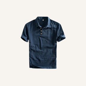 Camisa Polo Masculina de Linho Salerno Azul Marinho