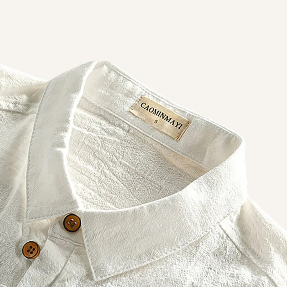 Camisa Polo Masculina de Linho Salerno Branca