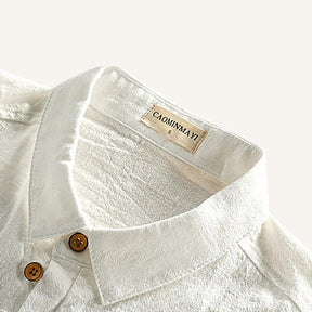 Camisa Polo Masculina de Linho Salerno Branca