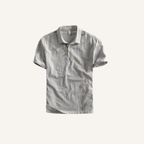 Camisa Polo Masculina de Linho Salerno Cinza Claro