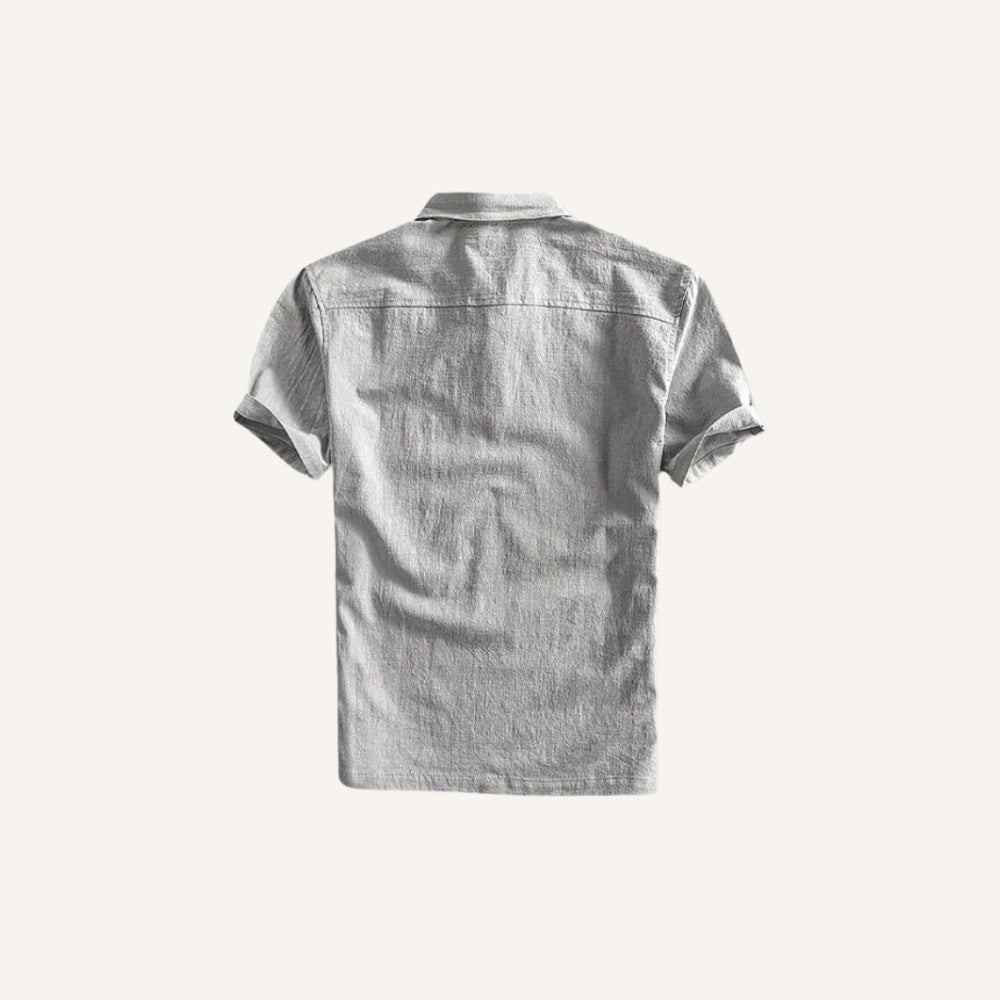 Camisa Polo Masculina de Linho Salerno Cinza Claro 2
