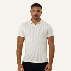 Camisa Polo Masculina de Malha Old Money Saville Branca