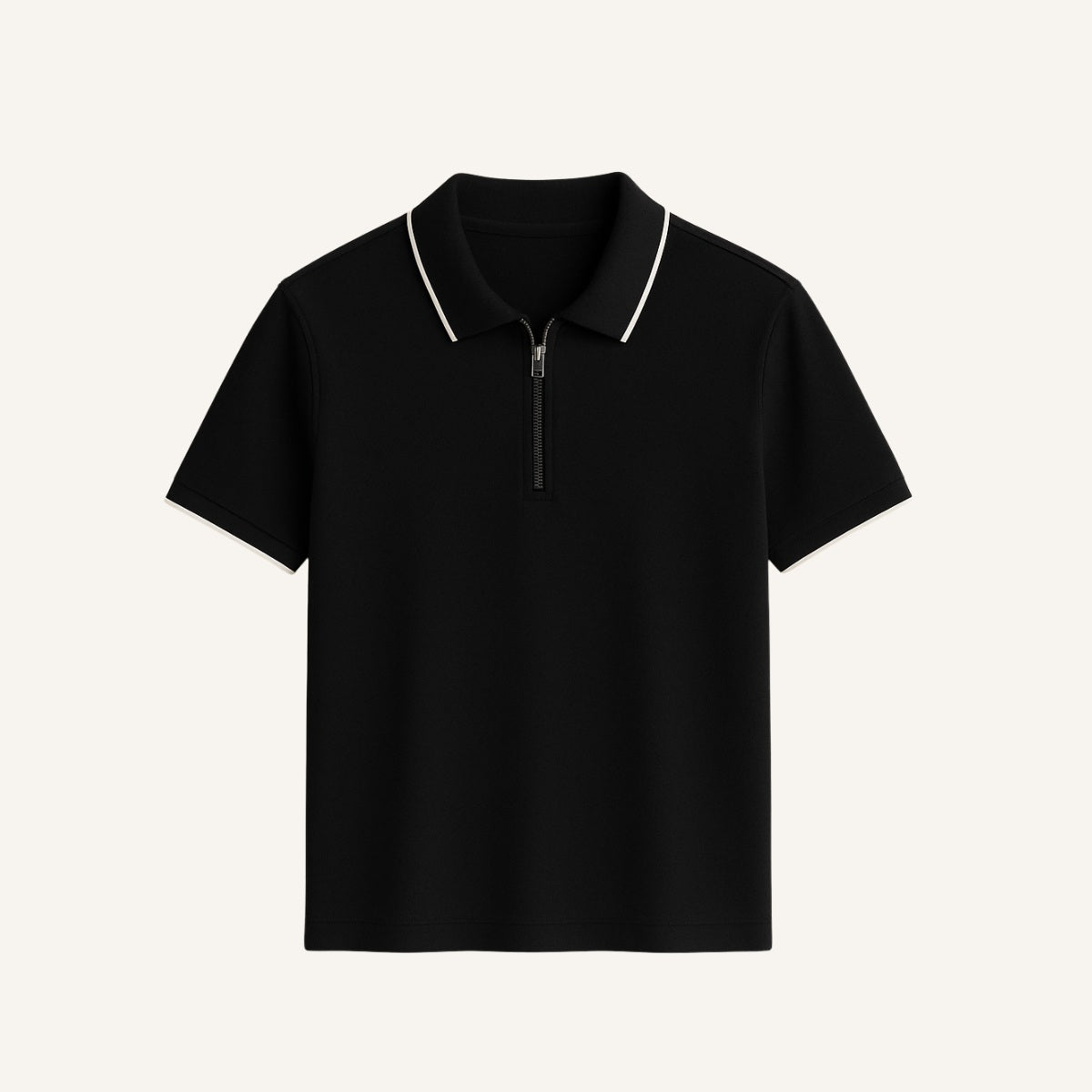 Camisa Polo com Ziper Old Money Manttan preto