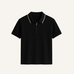Camisa Polo com Ziper Old Money Manttan preto