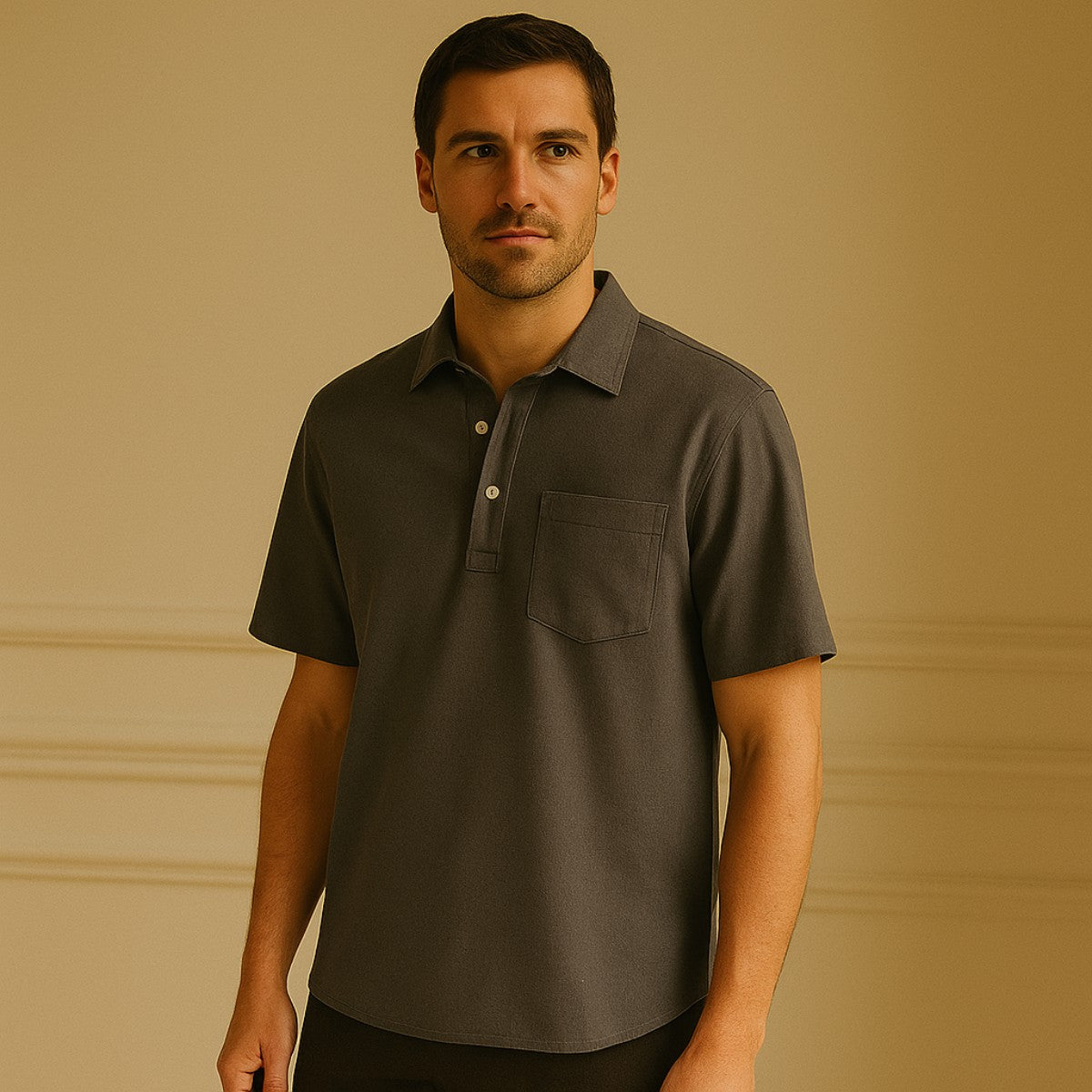 Camisa Polo de Linho Casablanca Cinza