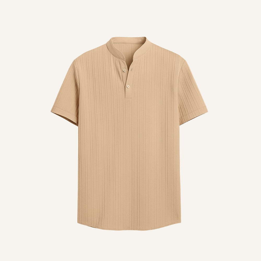 Camisa de Linho Listrada Old Money Richelieu bege
