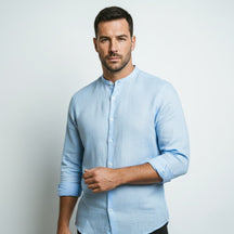 Camisa de Linho Manga Longa Varenne azul claro