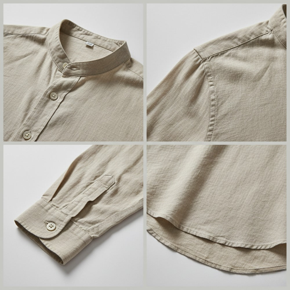 Camisa de Linho Manga Longa Varenne bege