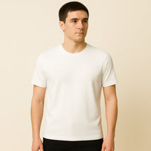 Camiseta Masculina Old Money Básica Texturizada Belmont Branca