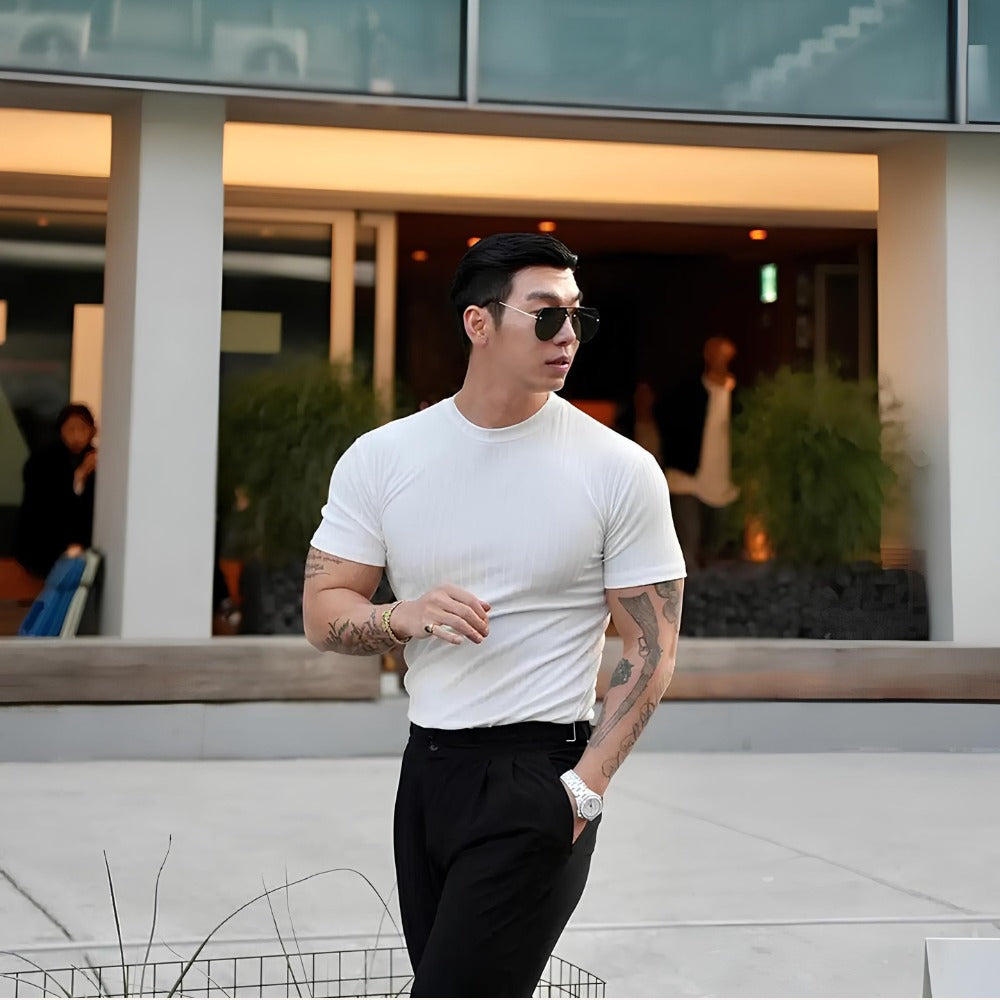 Camiseta Masculina Slim Fit Dalphin Branca