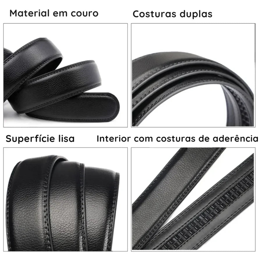 Cinto Social de Couro Preto Civano Fiarro