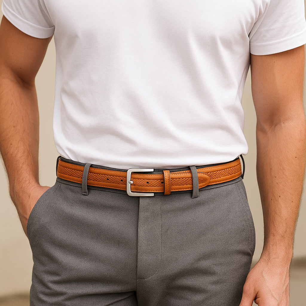 Cinto de Couro Masculino Civano West Caramelo