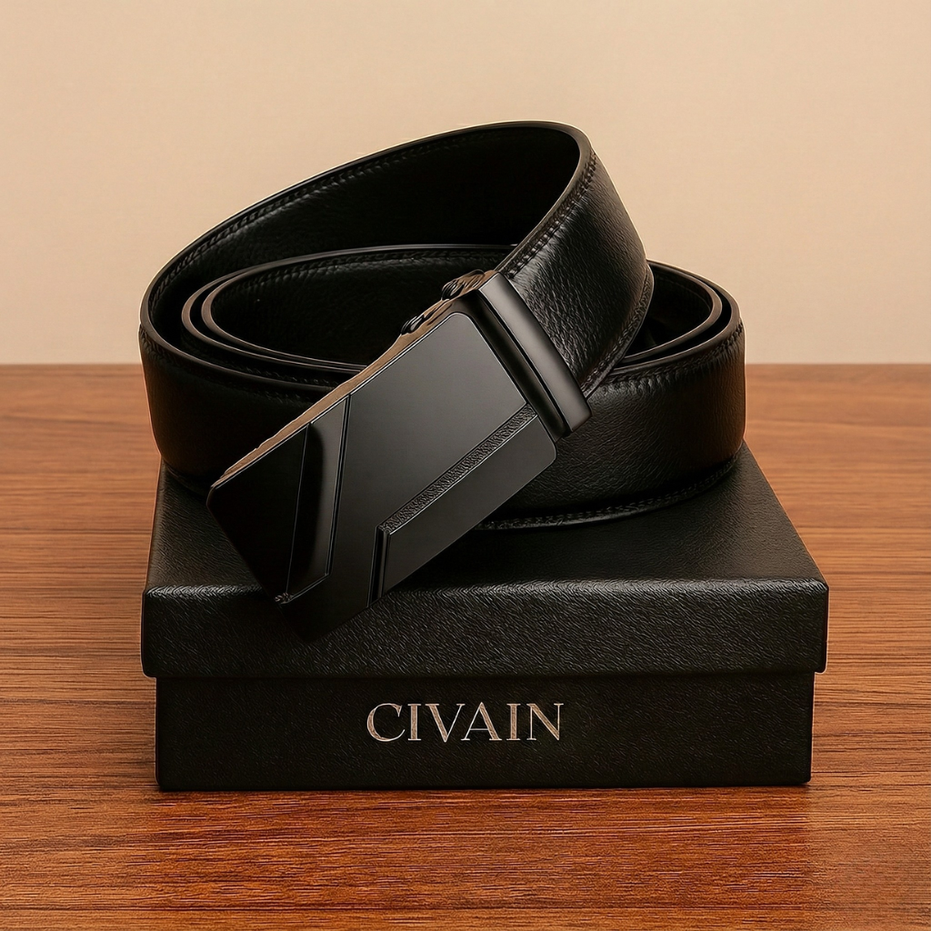 Men's Black Leather Dress Belt – Fiare