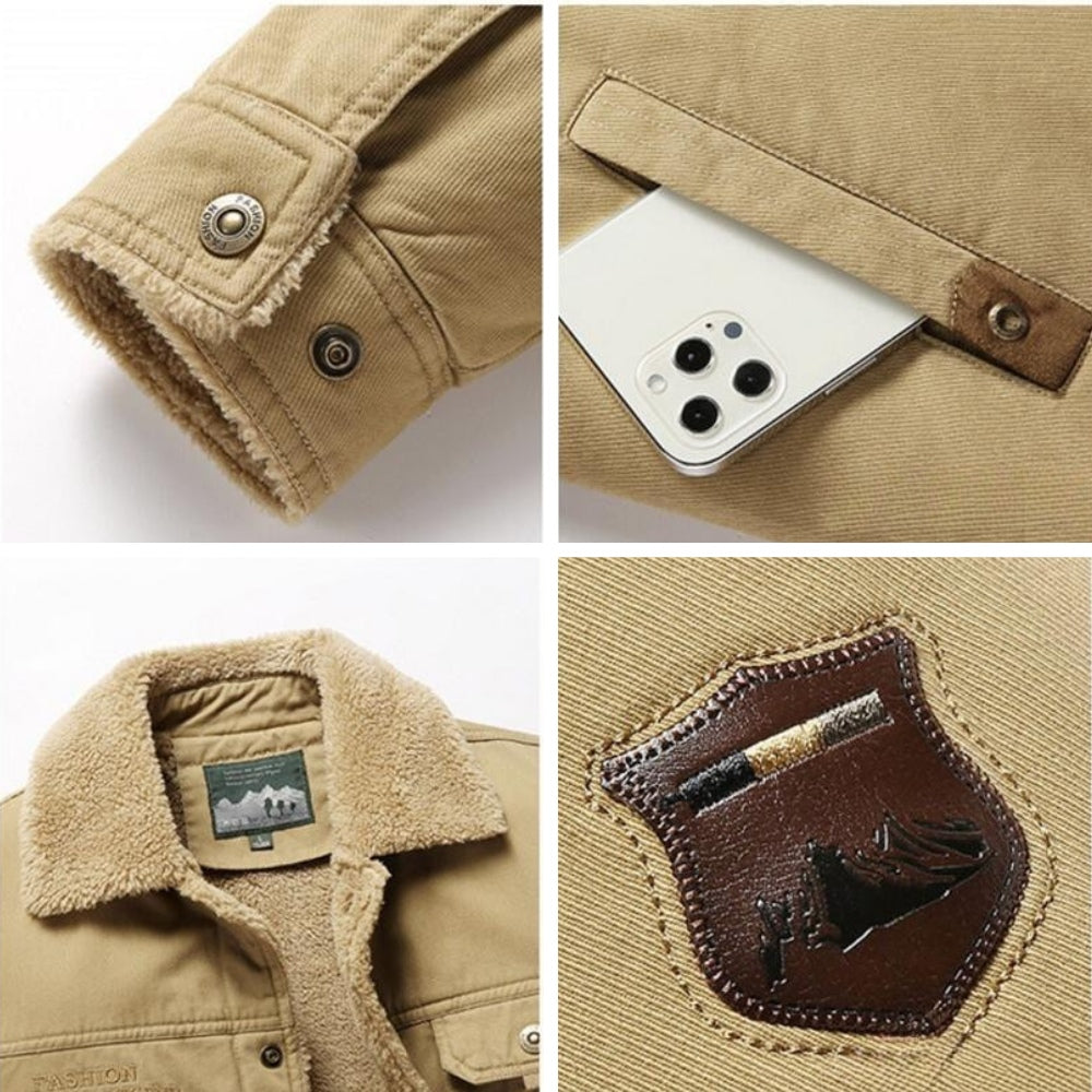 Detalhes Jaqueta Masculina de Inverno Forrada Maccini caqui