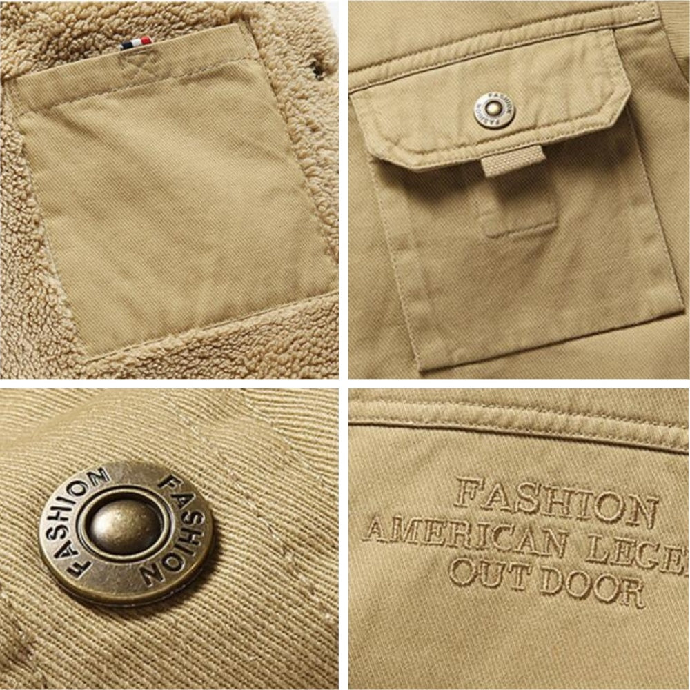 Detalhes Jaqueta Masculina de Inverno Forrada Maccini caqui