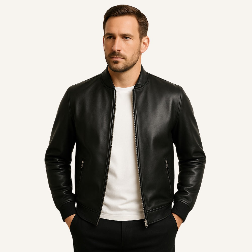 Jaqueta Masculina de Couro Gran Nero Preta