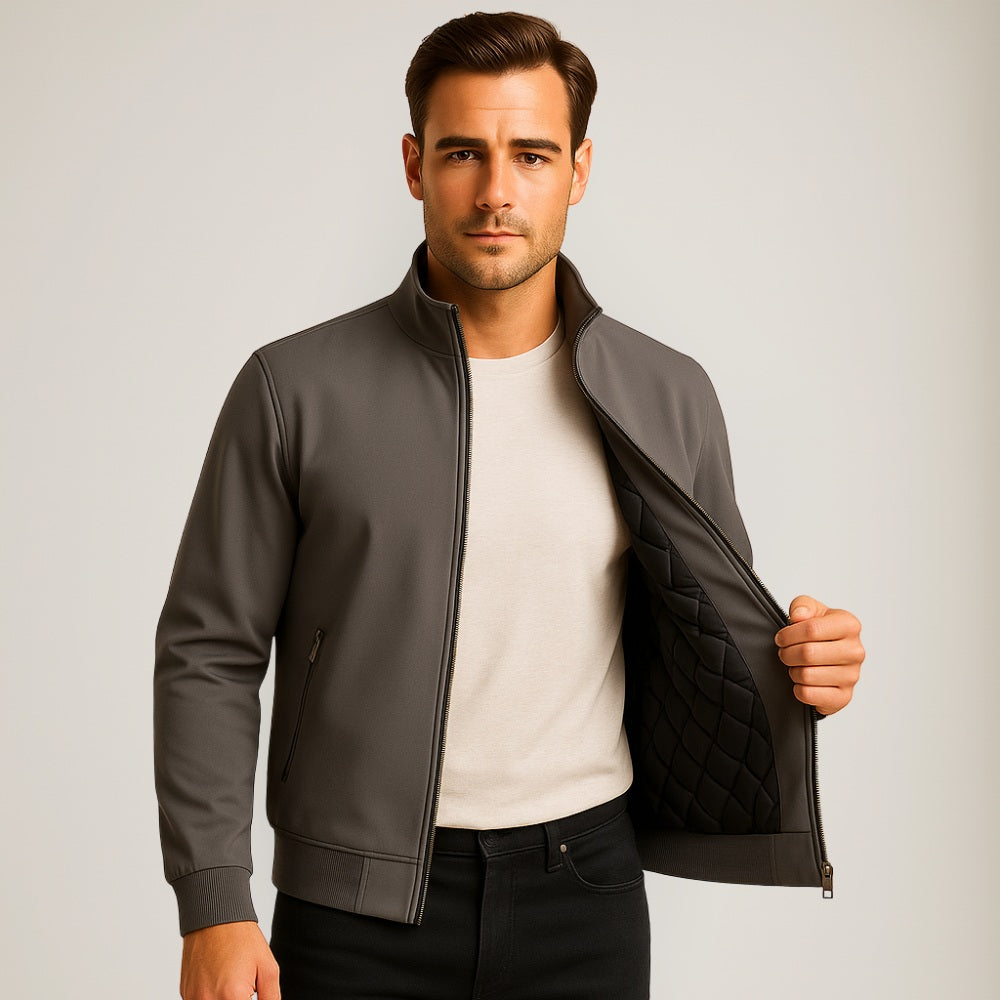 Jaqueta Masculina de Inverno Forrada Samour cinza