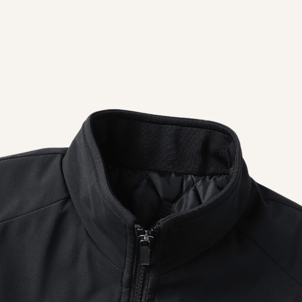 Jaqueta Masculina de Inverno Forrada Samour preta detalhes